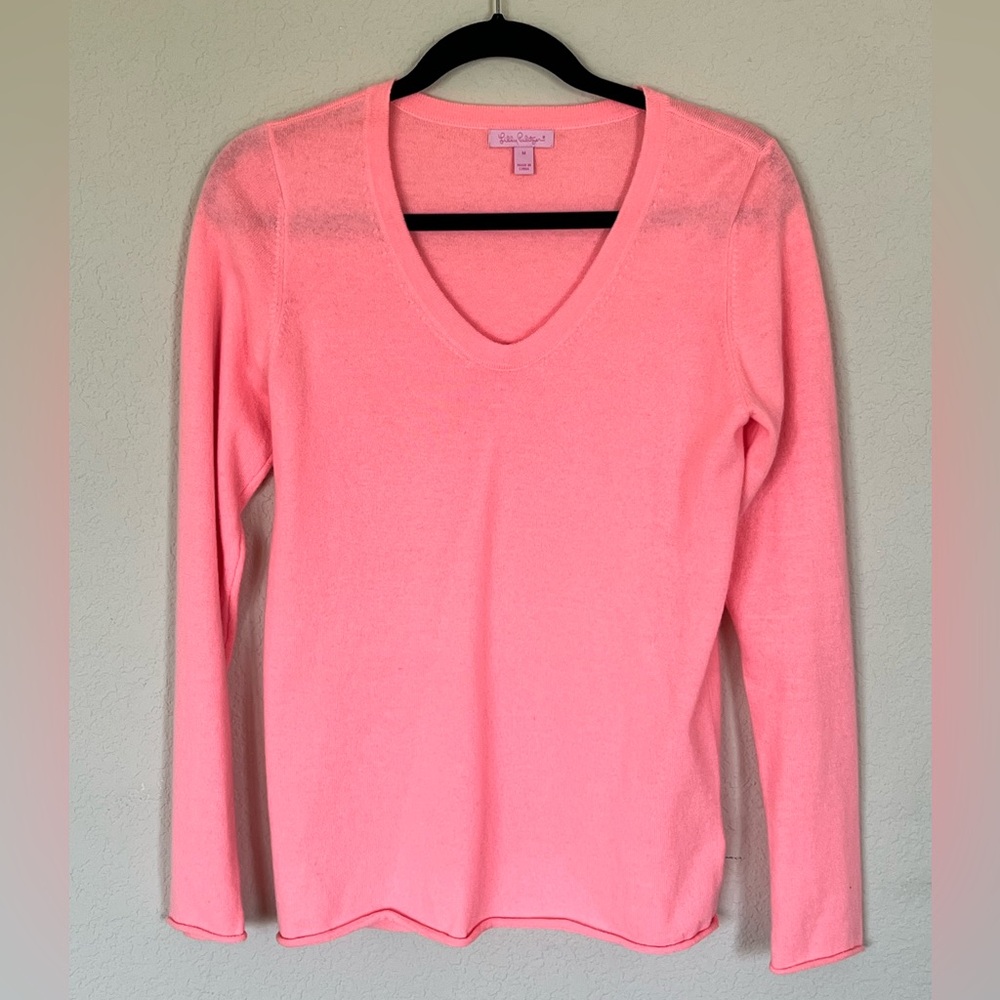 Lilly Pulitzer 100% cashmere pullover sweater, size M, Coral Color